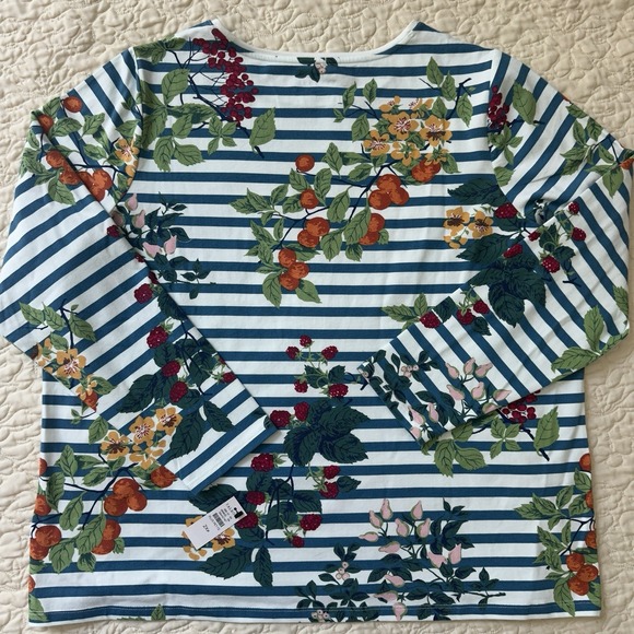 Talbots Tee Shirt Top Women's Plus 2XP Sleeve 3/4 Top Cotton Stretch Floral NWT - Picture 3 of 12